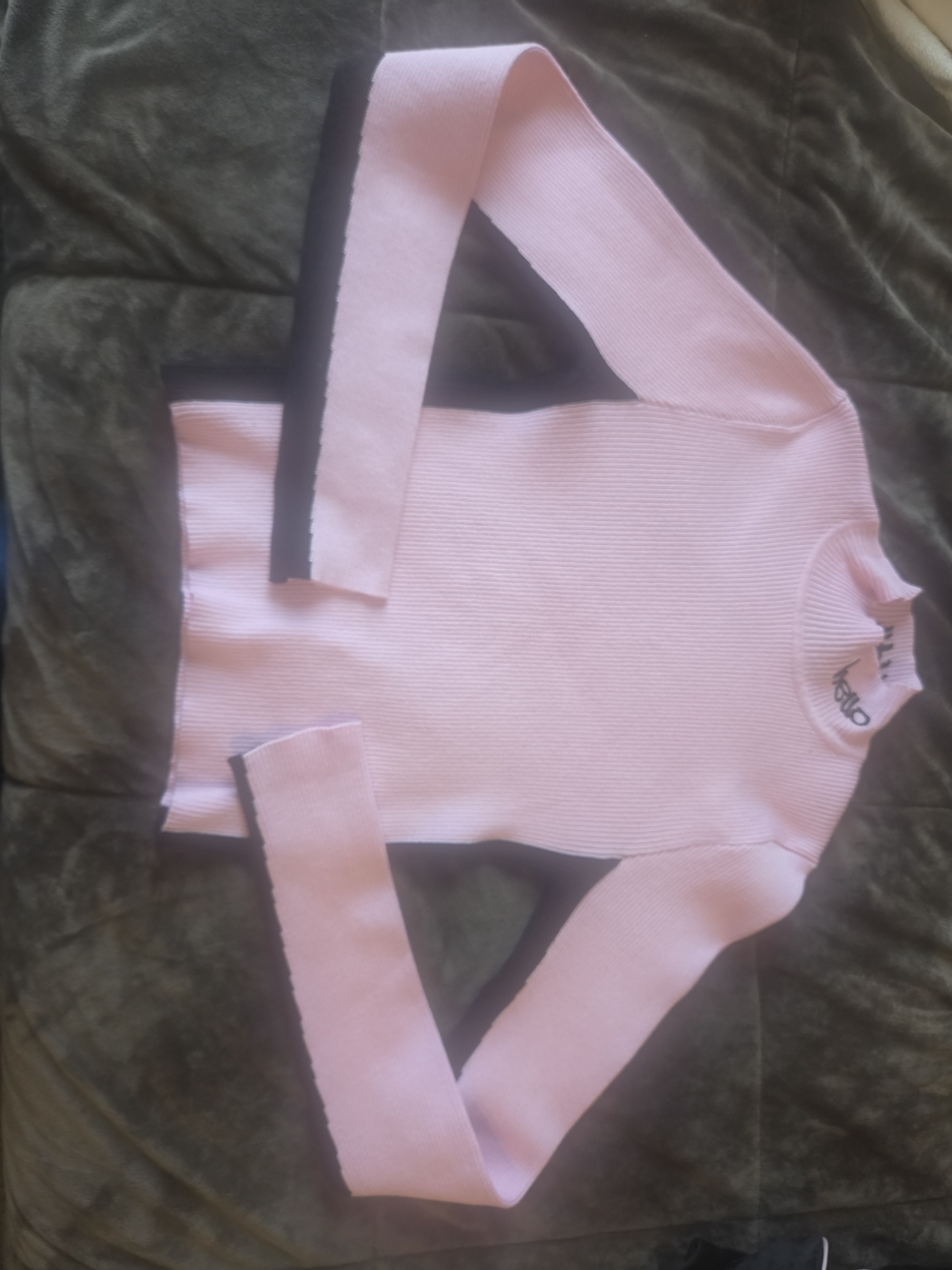 Forever 21 Light Pink Ribbed Turtleneck Sweater with Black Trim